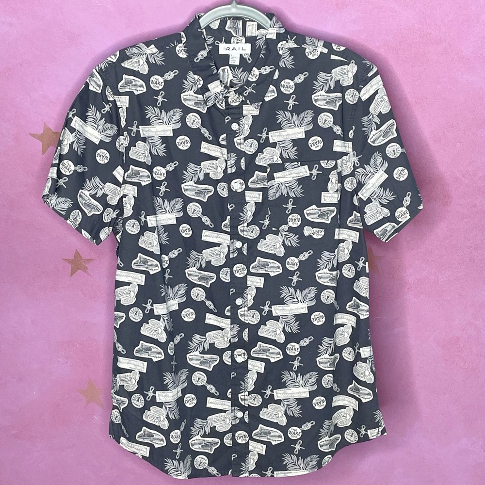 The Rail Brand Hawaiian Nautical Print Men’s Button Down Large